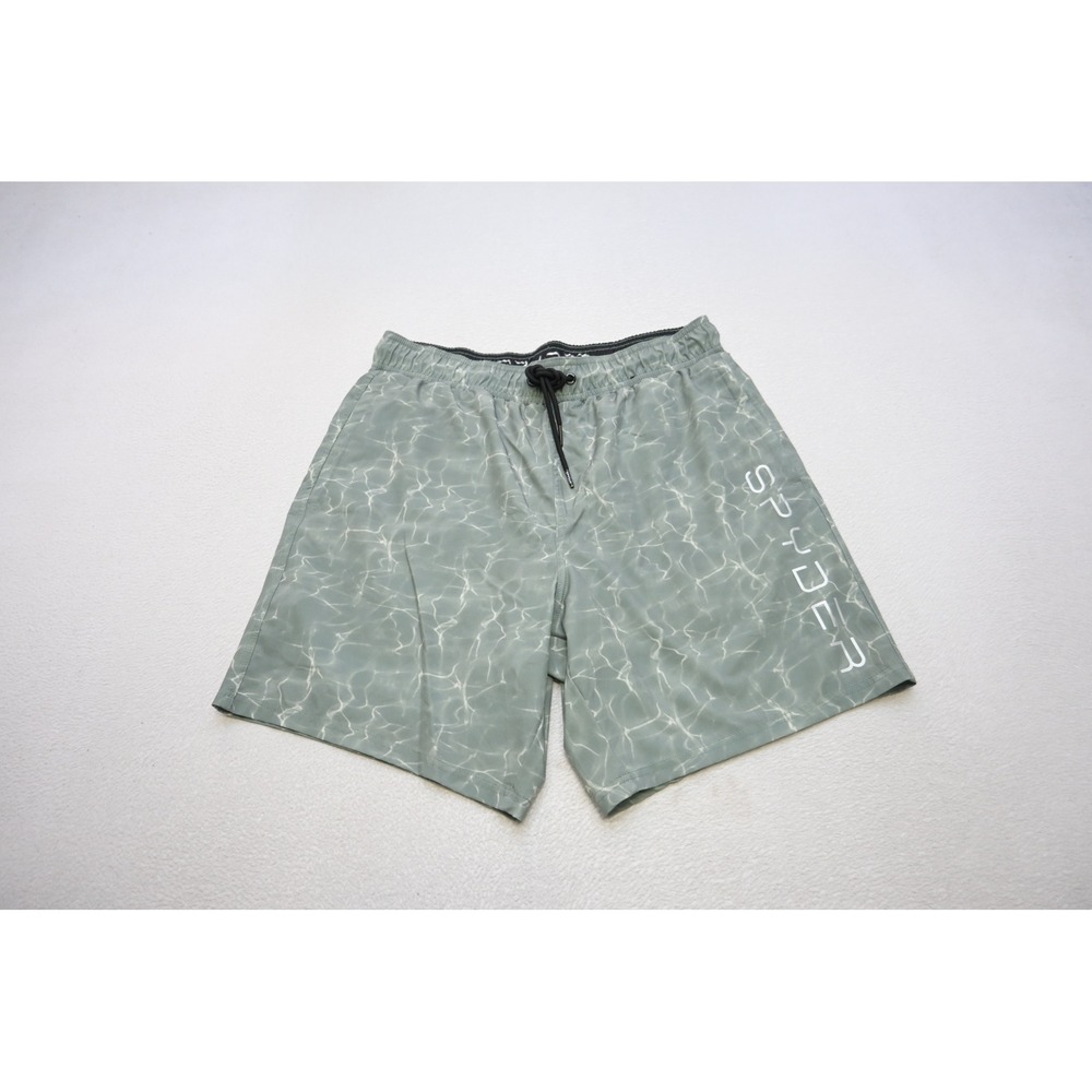 Spyder‎ Hybrid Swim Trunks Mens XL Green/Gray Water Ripple UV Protection Lined